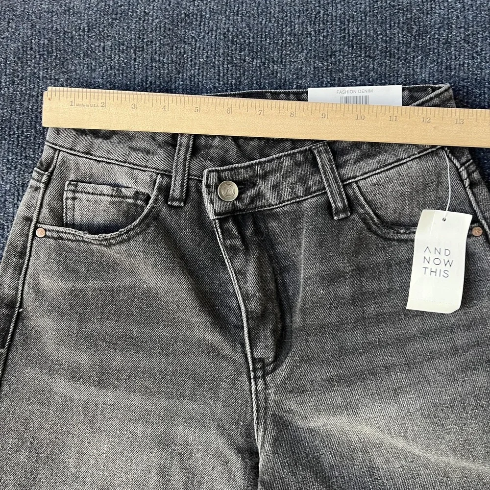 And Now This‎ Jeans Womens 25 Gray High Rise Straight Cropped Criss Cross Dumont